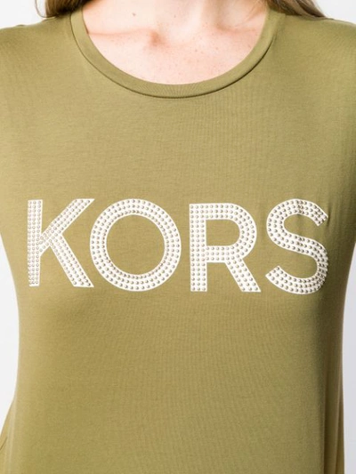 Shop Michael Michael Kors Studded Logo T-shirt In Green