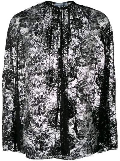 Shop Prada Lace Open Front Blouse In Black