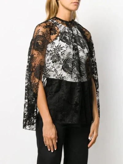 Shop Prada Lace Open Front Blouse In Black