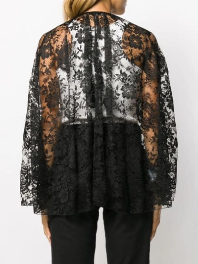 Shop Prada Lace Open Front Blouse In Black