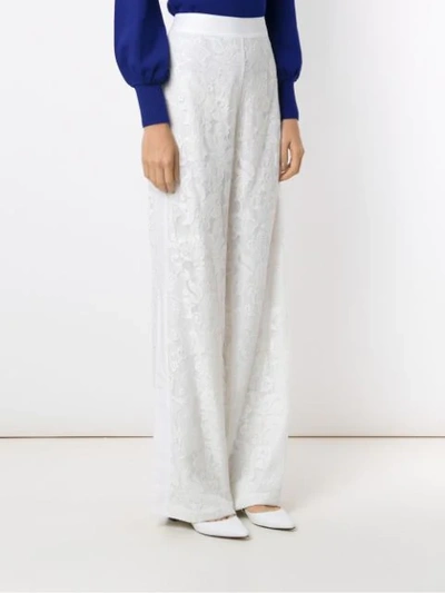 Shop Martha Medeiros Patricia Lace Wide Leg Trousers In White