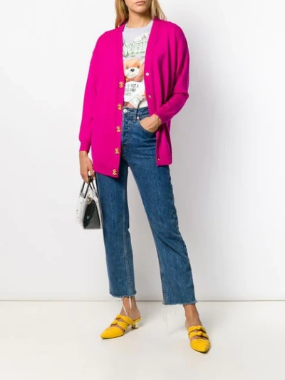 Shop Moschino Dollar Buttons Cardigan In Pink