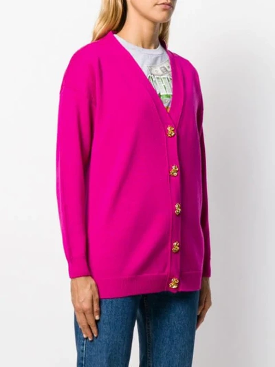 Shop Moschino Dollar Buttons Cardigan In Pink