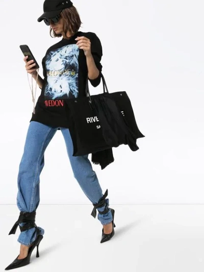 Shop Versace Donatella Print Sweatshirt In Black
