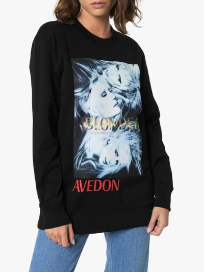 Shop Versace Donatella Print Sweatshirt In Black