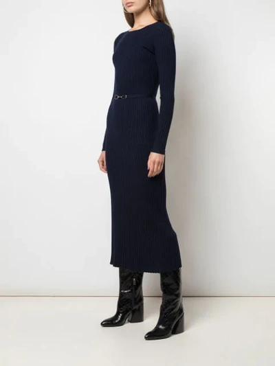 Shop Gabriela Hearst Fitted Ribbed Dress In Navy