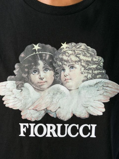 Shop Fiorucci Vintage Angels Print Cropped T In Black