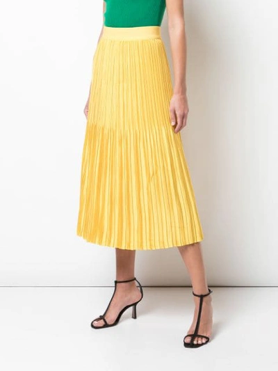 Shop Alice And Olivia Pleated Skirt In Yellow