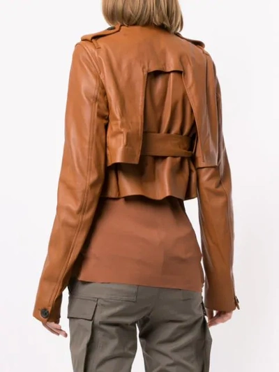 Shop Rick Owens Short Trench Leather Jacket In 173 Rust