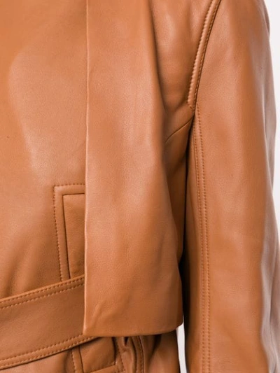 Shop Rick Owens Short Trench Leather Jacket In 173 Rust
