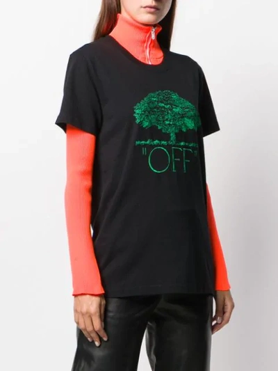 Shop Off-white Tree Embroidery T-shirt In Black