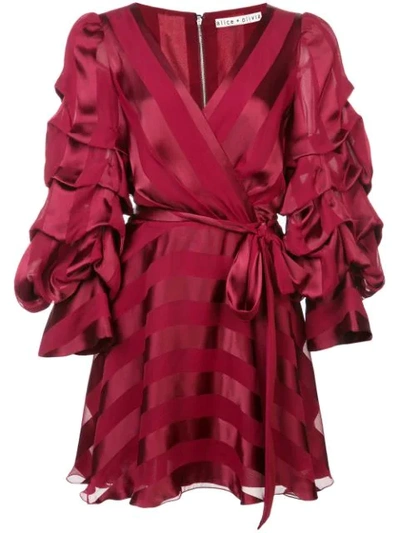 Shop Alice And Olivia Santina Dress In Two Tone Stripe Bordeaux