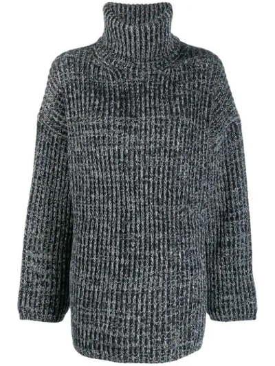 Shop Acne Studios Ribbed High-neck Sweater In Grey
