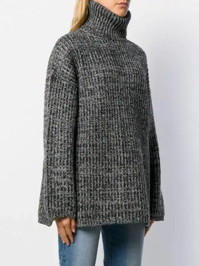 Shop Acne Studios Ribbed High-neck Sweater In Grey