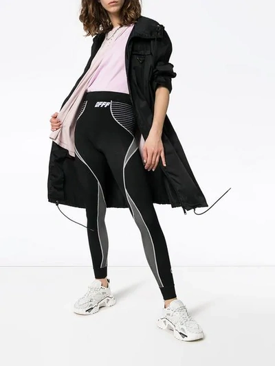 Shop Off-white High-waisted Knitted Leggings In Black