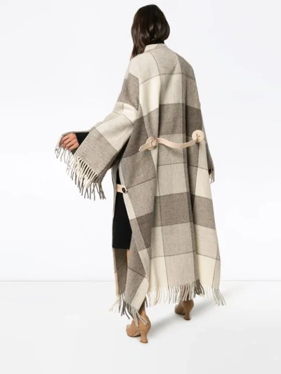 Shop Jil Sander Oversized Check Robe In Neutrals