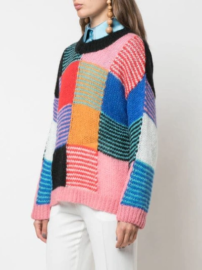 Shop Stine Goya Gingham Crochet Jumper In Multicolour