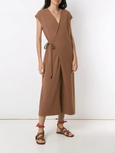 Shop Osklen Cachecoeur Eco Wrap Jumpsuit In Brown