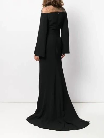 Shop Stella Mccartney Oberon Crystal-mesh Split-sleeve Gown In Black