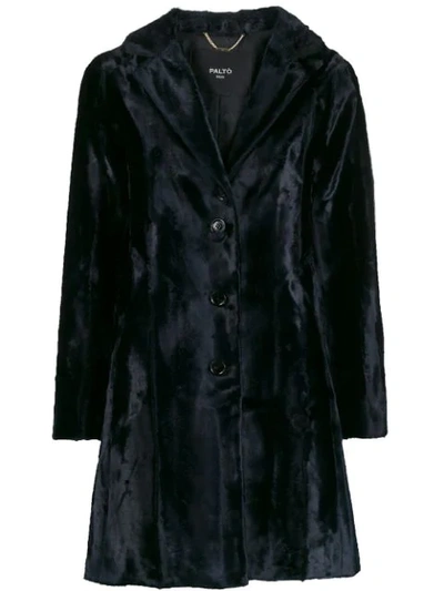 Shop Paltò Single-breasted Velvet Coat In Blue