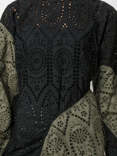 Shop Ganni Two-tone Lace Dress In Black
