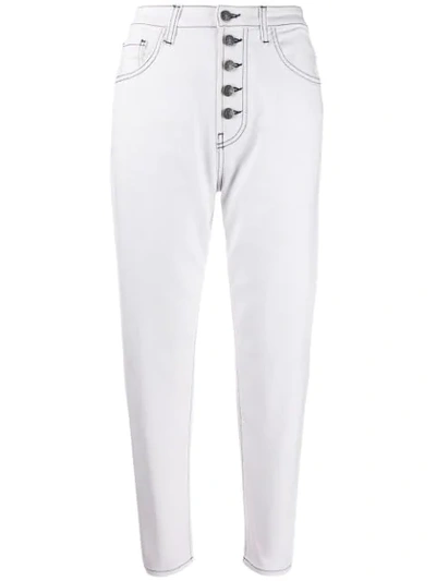 Shop Pinko Cropped High Waisted Jeans In White