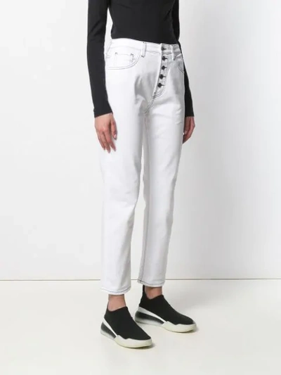 Shop Pinko Cropped High Waisted Jeans In White