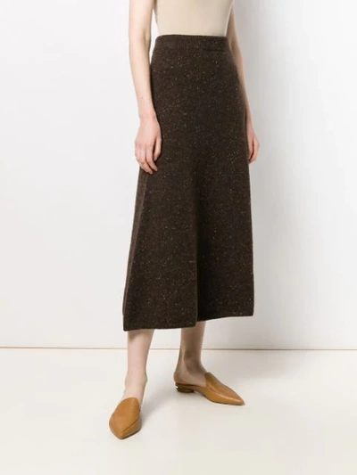 Shop Joseph Knitted Midi Skirt In Brown