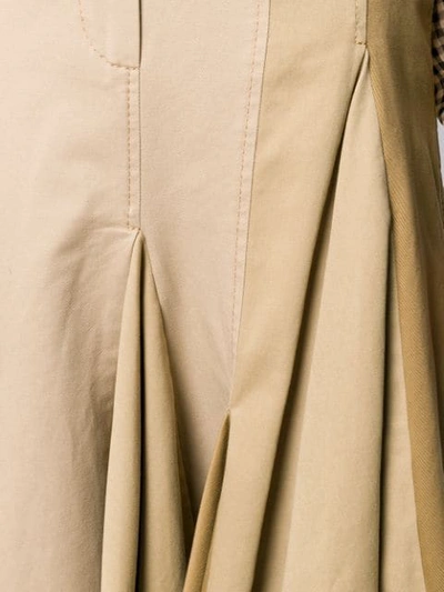 Shop Lanvin Pleated Patchwork Skirt In Neutrals