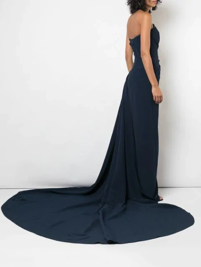 Shop Oscar De La Renta Draped Evening Gown In Blue