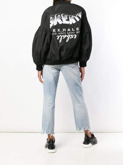 Shop Perks And Mini Breath Print Bomber Jacket In Black