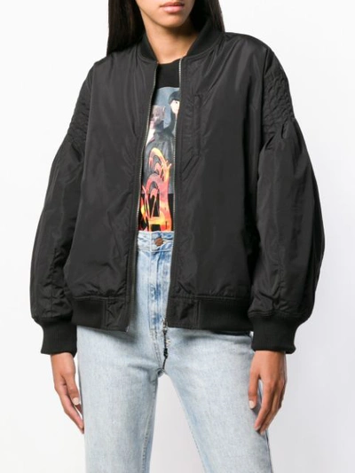 Shop Perks And Mini Breath Print Bomber Jacket In Black