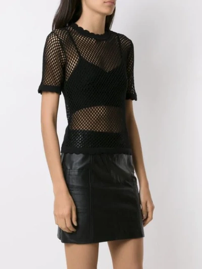 Shop Andrea Bogosian Mesh Short Sleeves Blouse In Black