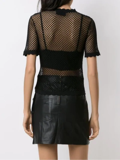 Shop Andrea Bogosian Mesh Short Sleeves Blouse In Black