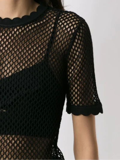 Shop Andrea Bogosian Mesh Short Sleeves Blouse In Black