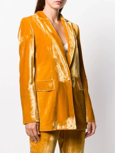 Shop Semicouture Velvet Single-breasted Blazer In Yellow