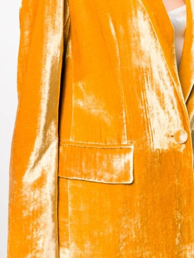 Shop Semicouture Velvet Single-breasted Blazer In Yellow