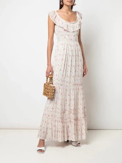 Loveshackfancy Joanne Floral Scoop neck Sleeveless Tiered Silk Dress In French Cream ModeSens