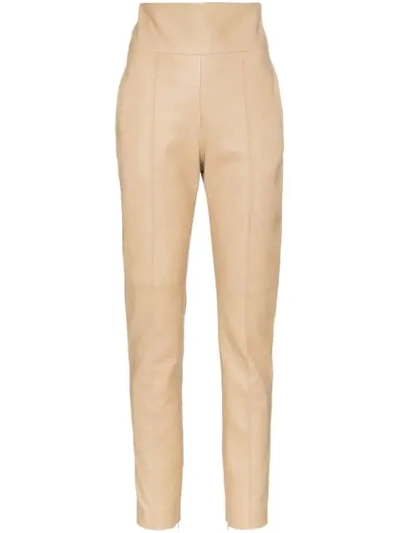 Shop Alexandre Vauthier Lederhose Mit Hohem Bund In Brown