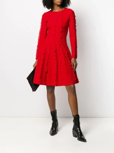 Shop Antonino Valenti Long Sleeve Knit Dress In Red