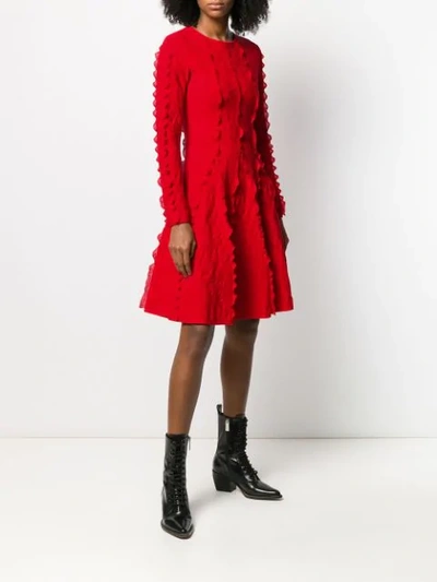 Shop Antonino Valenti Long Sleeve Knit Dress In Red