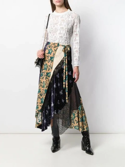 CHLOÉ PATCHWORK WRAP SKIRT - 大地色