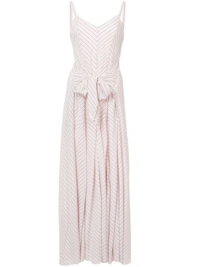 Shop Gabriela Hearst Tie Waist Stripe Print Dress In Pink