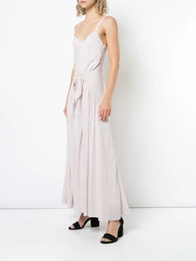 Shop Gabriela Hearst Tie Waist Stripe Print Dress In Pink