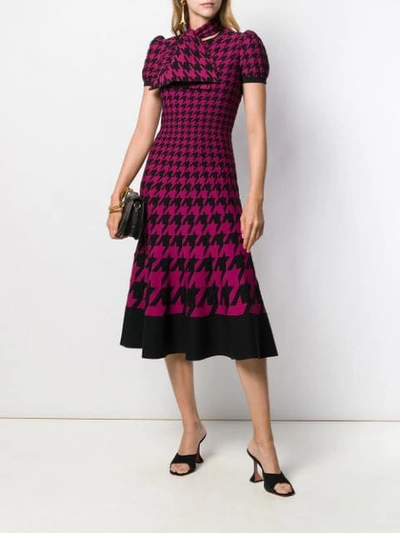 Shop Alexander Mcqueen Dogtooth Jacquard Midi Knit Dress In 6012