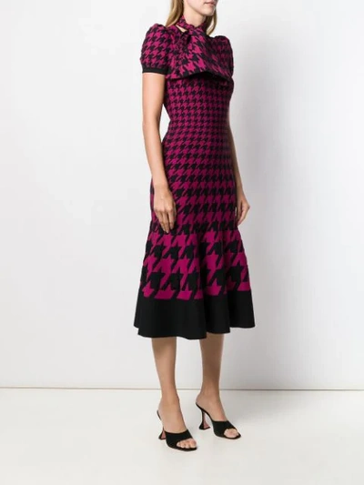 Shop Alexander Mcqueen Dogtooth Jacquard Midi Knit Dress In 6012