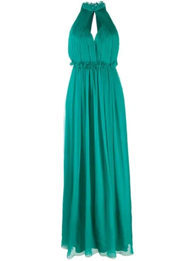 Shop Alberta Ferretti Halterneck Dress In Green