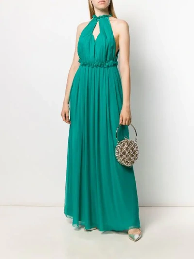 Shop Alberta Ferretti Halterneck Dress In Green