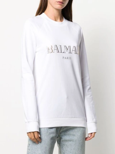 Shop Balmain Sweatshirt Mit Logo-print In Gad
