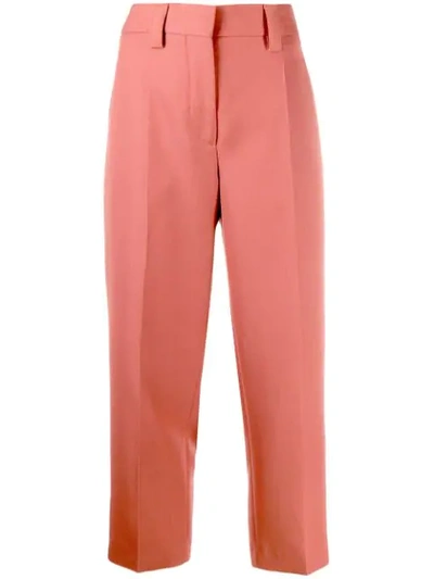 Shop Acne Studios Cropped Trousers In Red